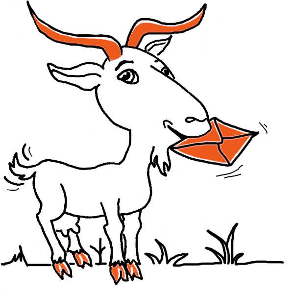 Chèvre qui tient dans sa bouche une lettre