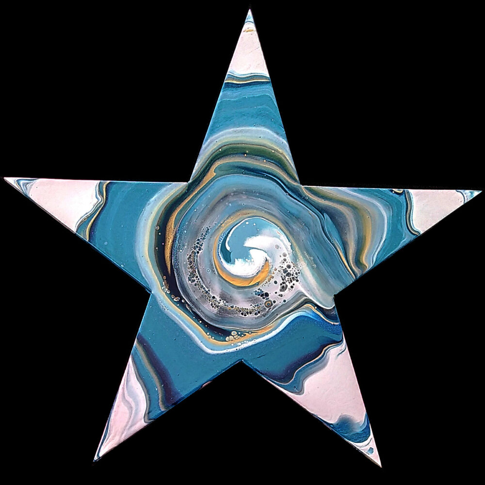 Oeuvre en forme d'étoile bleue et blanche