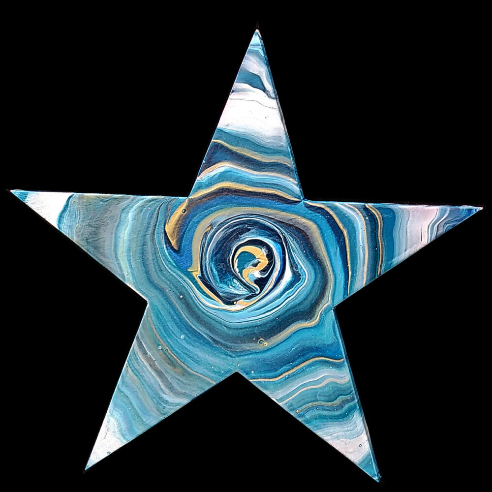 Oeuvre en forme d'étoile bleue et blanche