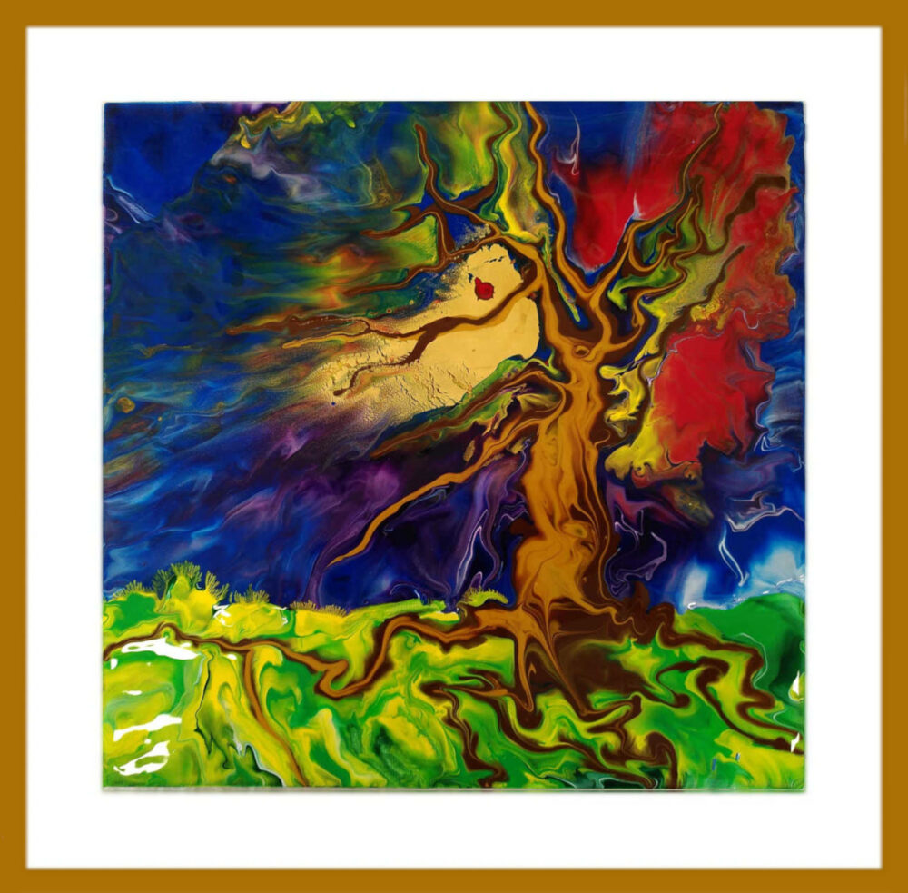 Poster d'un arbre aux couleurs vives et plein d'énergie