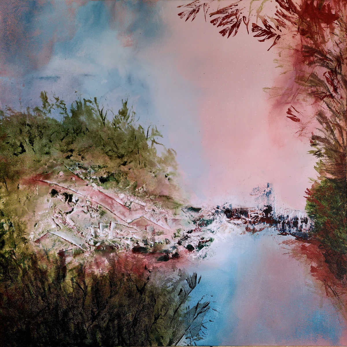 Paysage abstrait peint lors de l'événement Montmartre à Briollay