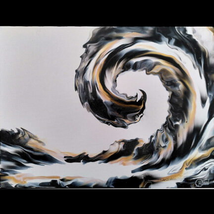 vague aigle noire et or soufflée au sèche cheveux puis dessinée