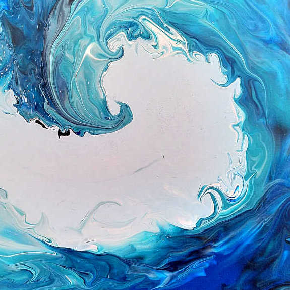 Tableau d'une vague bleue en pouring extrait