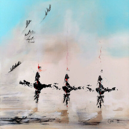 Tableau abstrait contemporain S'élever encore de Claire Hoddé, peinture acrylique évoquant l'élévation, la méditation, la liberté et la transformation intérieure.